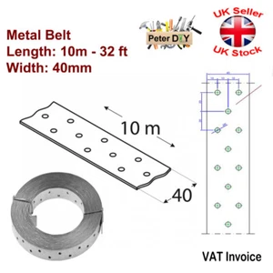 Galvanised Perforated Metal Fixings Securing LONG TAPE Band Belt 10m x 40mm - Picture 1 of 2