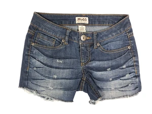 Mudd Size 0 Women's Short Blue cut off button Zip - Picture 1 of 7