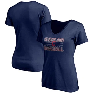 Cleveland Indians Fanatics Women's Medium Compulsion to Win V-Neck T-Shirt  Navy - Picture 1 of 3
