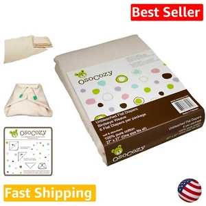 Eco-Friendly Flat Cloth Diapers - 6 Pack, 27x27 Inches, Soft & Absorbent Cotton - Picture 1 of 9