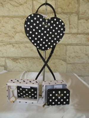 Kate Spade Heart SM Handbag X-body Polka Dot Black/White, Bag+Wallet, Set Option - Image 1 of 4