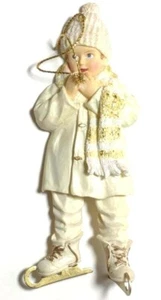 Cerámica Exterior Niña Bonita Figura Patinaje sobre Hielo Niño Árbol de Navidad Adorno - Imagen 1 de 2