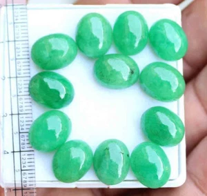 41.20 Ct 12 Pcs Natural Oval Cabochon Brazilian Green Emerald Loose Gemstone - Picture 1 of 4