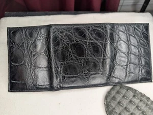 Wild Alligator Tri fold Wallet gator swamp skin leather hide JU42 - Picture 1 of 24