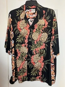 Hilo Hattie Men's the Hawaiian Original Shirt XL Tiki Pineapple Black Pink - Picture 1 of 1