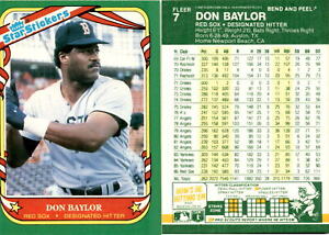 Don Baylor 1987 Fleer Star Stickers Baseball Card 7  Boston Red Sox