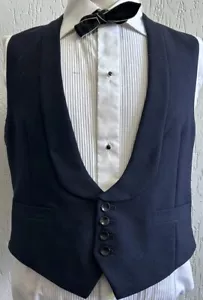 Men’s 1950s 1960s Bespoke Midnight Blue Evening Waistcoat European 42 Large - Picture 1 of 4