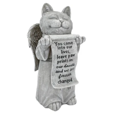 Cute Cat Angel Pet Memorial Sculpture Kitten Garden Statue Yard Pond Patio Deck - Image 1 of 2