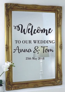Wedding Sticker Name Mirror Wall Custom Welcome Decor Personalise Decal RoseGold - Picture 1 of 12