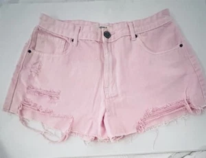 FOREVER 21 Cut-Off Shorts Women's Size 27 Pink 5-Pocket Mid Rise Distressed - Picture 1 of 10