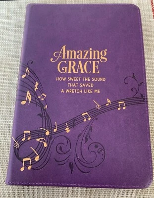 Amazing Grace Journal Purple Faux Leather Lined Pages Inspirational Bible Verses - Image 1 of 4