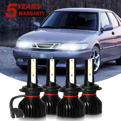 Para 2004-2007 Saab 9-3 Faros LED Bombillas de haz alto bajo Kits blancos H7+H7 Combo Foto 1 de 4