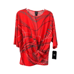 NEW Clara Sun Woo slinky dolman sleeve printed front tie blouse top Size XS - Picture 1 of 6