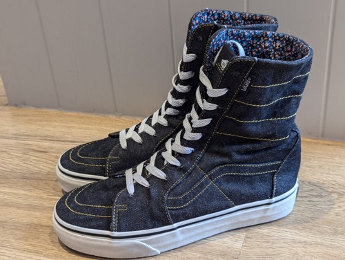 Scarpe da ginnastica alte Vans Super SK8 Hi Tea Party in denim nero UK 6 US 8 5