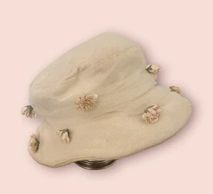 Soft Spring Easter Hat With Tulle & Flowers Off White/Beige by Home Grown Hats - Picture 1 of 12