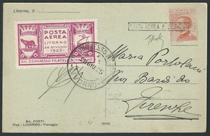 ITALIEN 1925 POSTKARTE "CONGRESSO LIVORNO" 20c. "MICHETTI" ANNULLO IN CARTELLA - Bild 1 von 2
