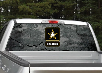 Армейская цифровая камуфляжная наклейка на заднее стекло автомобиля внедорожника США с треснувшим камнем - Изображение 1 из 3