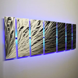Arte de pared de metal abstracto moderno LED cambiante de color escultura pintura decoración RGB - Imagen 1 de 7