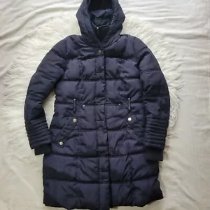 Rachel Roy Women's Quilted Mid-Length Puffer Coat Size Medium Blue No Belt - Picture 1 of 8