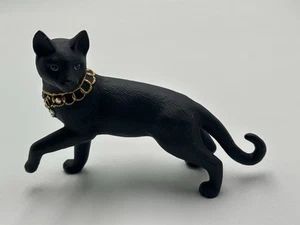Lenox Cat Moonlight Stroll Black Matte Crystal 24K Painted Collar Figurine - Foto 1 di 5