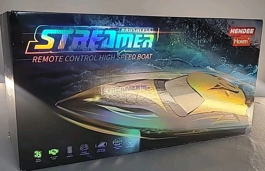 Fast Remote Control Boat for Kids & Adults - 2.4G RC Toy Rechargeable Batteries - Image 1 of 4