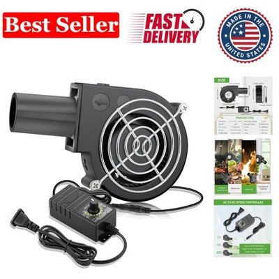 Ventilador Soplador Barbacoa 97Mm X 33Mm 12V con 120V - 240V Enchufe CA Control de Velocidad Variable Foto 1 de 4