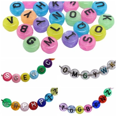 150/300 piezas Acrílico Surtido Alfabeto Letra A-Z Moneda Plana Redonda Cuenta 10 mm Foto 1 de 4