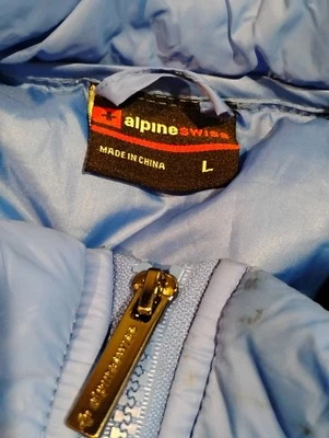 (Large) Alpine Swiss Unisex Blue Full Zip Coat Lightly Used Great Condition  - Image 1 of 4