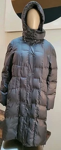 London Fog Down Puffer Coat Parka Hooded Gray Womens Size XL Faux Fur Trim - Picture 1 of 15