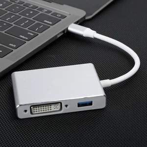 Cable Adapter Converter 4 In 1 TypeC To DVI VGA USB 3.0 MultiFunction L NEW - Afbeelding 1 van 12