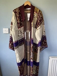 Zara Special Edition Cardigan Women's M Beige Oversized Jacquard Duster Throw On - Picture 1 of 22
