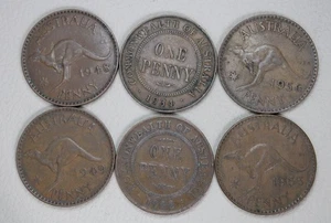 * MIXED PREDECIMAL  PENNIES 6 VARIOUS DATES ALL DIFFERENT AVERAGE #YHL20 - Picture 1 of 6