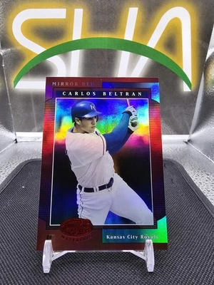 Espejo rojo Carlos Beltrán #/75 Royals 2001 materiales certificados hoja Foto 1 de 2