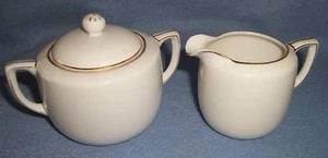 Vtg NIPPON white fine china CREAM SUGAR gold trim MINT - Picture 1 of 2