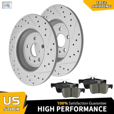 Rear Drilled Brake Rotors Ceramic Pads Kit For 2017-2019 Ford Escape Fusion MKC - Image 1 of 4