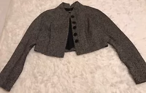 MAGASCHONI COLLECTION ITALIA taglia 4 giacca foderata in tweed seta/lana tagliata usata in ottime condizioni $279 - Foto 1 di 12