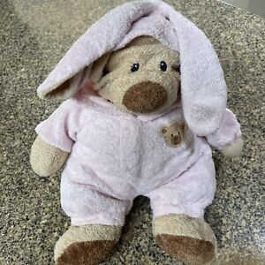 TY Pluffies 2007 Pink Pj Bear Bunny Ears 8" Non Removable Clothing Plush