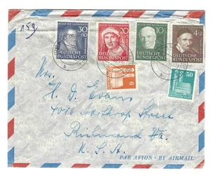 Alemania 1952 Cubierta de correo aéreo a EE. UU., Juego completo de ayudante, Scott B320 - B323 - Imagen 1 de 1