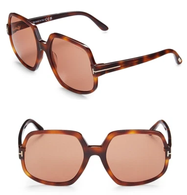 Gafas de sol Tom Ford Delphine-02 TF992 52E 60 mm de gran tamaño mariposa marrón habana Foto 1 de 4
