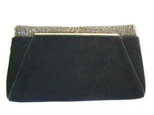 Zara Suede Convertible Evening Purse/Clutch/Shoulder Bag Black Suede Rhinestones - Picture 1 of 10
