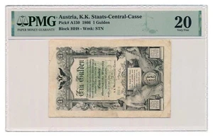 AUSTRIA banknote 1 Gulden 1866 PMG VF 20 Very Fine - Picture 1 of 7