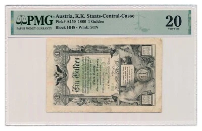 ÁUSTRIA nota 1 florim 1866 PMG MUITO BOM ESTADO 20 muito bom - Imagem 1 de 4