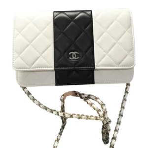 NEW CHANEL Classic Wallet on Chain (WOC) Color Block Ivory Black GHW GIFTABLE! - Picture 1 of 12