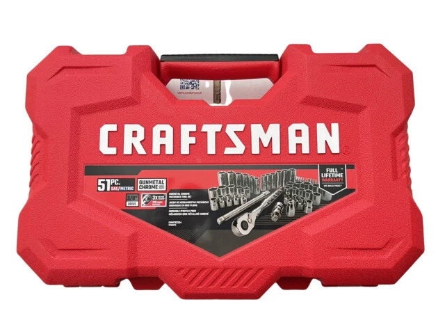 Craftsman Gunmetal Chrome Mechanics Tool Set - Pack of 51 (CMMT82334)