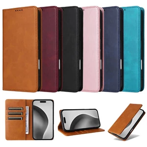 For iPhone 17 16 15 14 13 12 Pro Max Leather Wallet Flip Shockproof Stand Cover - Picture 1 of 18