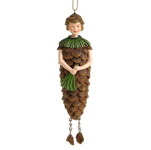Blumenmädchen Fee Deko Figur Elfe Lärchenzapfen hängend - Bild 1 von 1