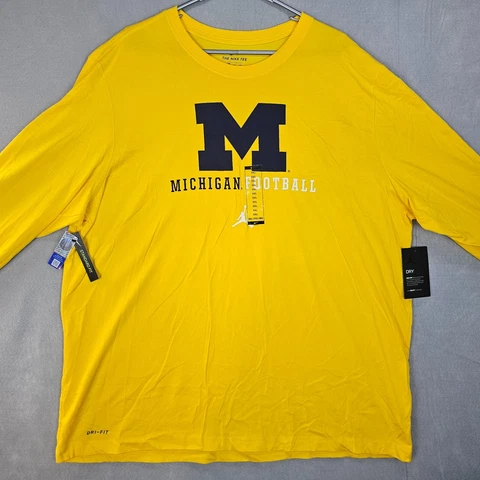 Michigan Wolverines Football Jordan Long Sleeve Nike Tee Shirt Maize Mens 3XL Cover