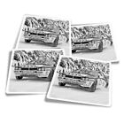 4x Square Stickers 10 cm - BW - Vintage Rally Race Car Sports  #35473