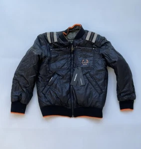$168 Diesel Boy’s Jardy Reversible Full Zip Jacket Black/Olive Size 8Y - Picture 1 of 14