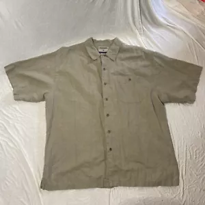 High Sierra Mens Shirt Size XL-48 Sleeve Collared Khaki Brown Cotton Linen - Picture 1 of 11